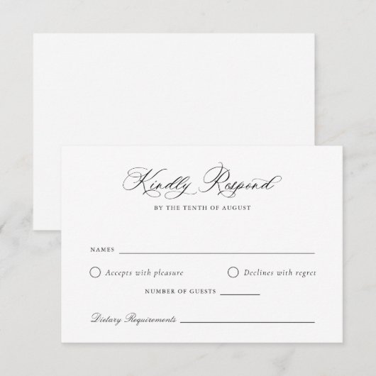Elegante Calligraphy Script Wedding RSVP Card Einladung (Vorne/Hinten)