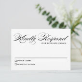 Elegante Calligraphy Script Wedding RSVP Card Karte (Stehend Vorderseite)
