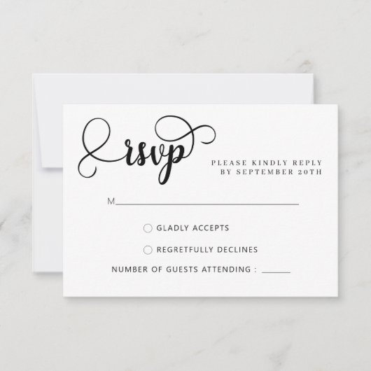 Elegante Calligraphy Script Wedding RSVP Cards Karte (Vorderseite)