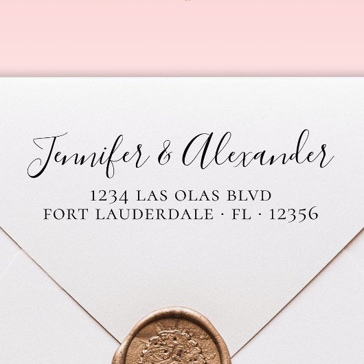 Elegante Calligraphy Script Wedding Rücksendeadres Permastempel