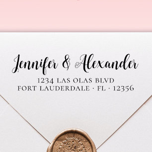 Elegante Calligraphy Script Wedding Rücksendeadres Permastempel