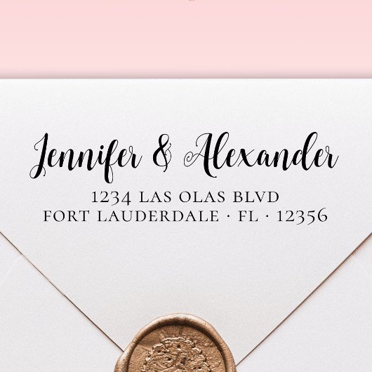 Elegante Calligraphy Script Wedding Rücksendeadres Permastempel