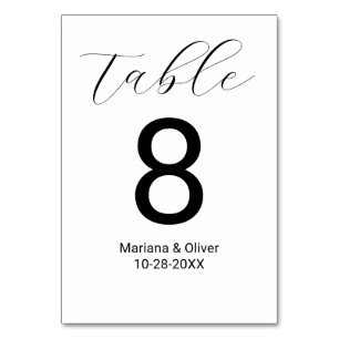 Elegante Calligraphy Script White Wedding Tischnummer