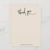 Elegante Calligraphy Simple Cream Vielen Dank Dankeskarte (Vorne/Hinten)