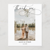 Elegante Calligraphy Simple Foto Wedding Vielen Da (Vorderseite)