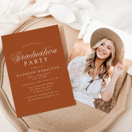 Elegante Calligraphy Terracotta Graduation Party Einladung