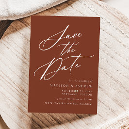 Elegante Calligraphy Terracotta Wedding Save The Date