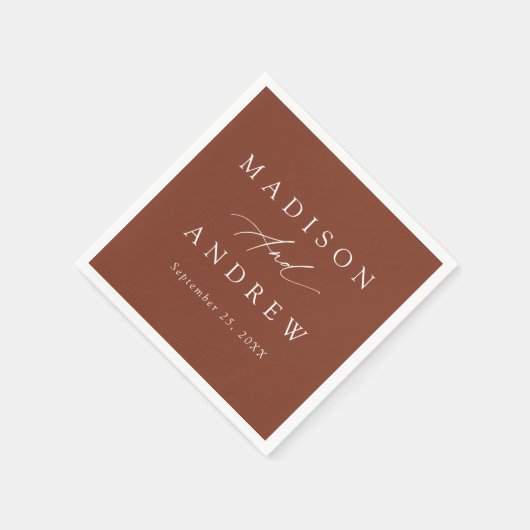 Elegante Calligraphy Terracotta Wedding Serviette (Ecke)