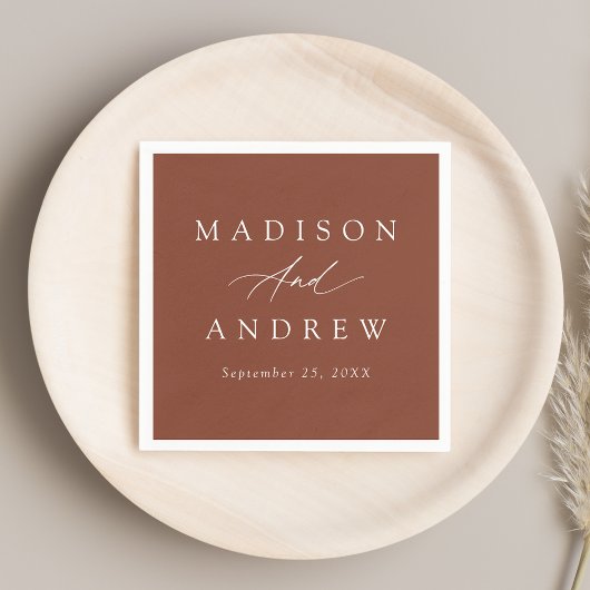 Elegante Calligraphy Terracotta Wedding Serviette