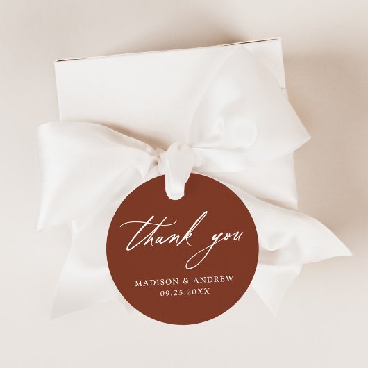 Elegante Calligraphy Terracotta Wedding Vielen Dan Geschenkanhänger