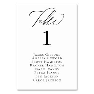 Elegante Calligraphy Tischnummer Card
