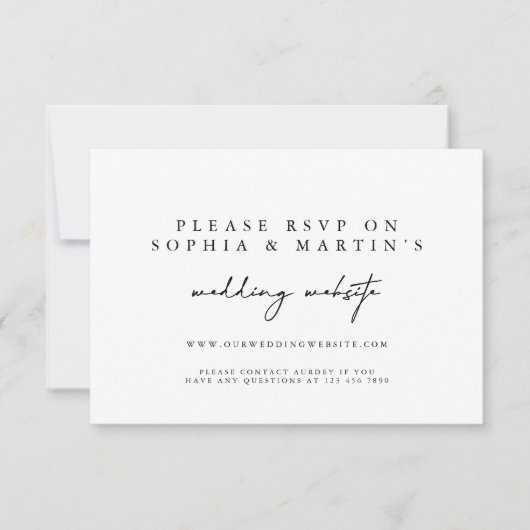 Elegante Calligraphy UAWG Online Wedding Website RSVP Karte (Vorderseite)