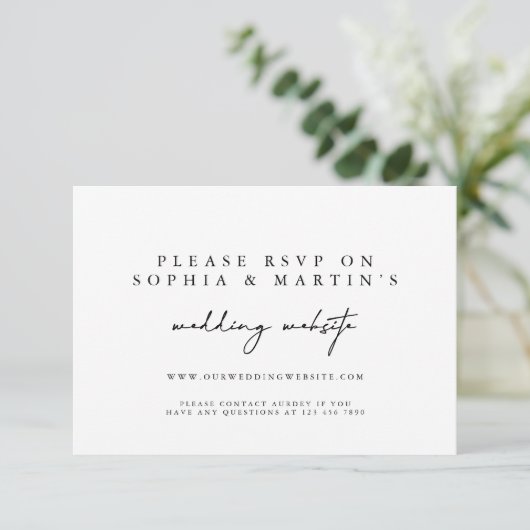 Elegante Calligraphy UAWG Online Wedding Website RSVP Karte (Stehend Vorderseite)