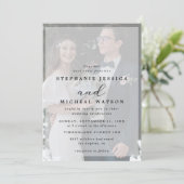  Elegante Calligraphy Vellum Foto Overlay Wedding  Einladung (Stehend Vorderseite)