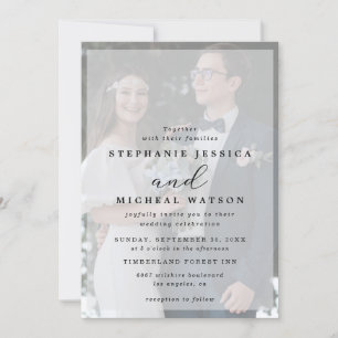 Elegante Calligraphy Vellum Foto Overlay Wedding Einladung