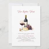 Elegante Calligraphy Vino Before Vows Brautparty Einladung (Vorderseite)