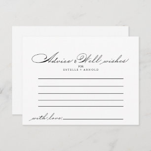 Elegante Calligraphy Wedding Advice Card Postkarte