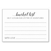 Elegante Calligraphy Wedding Bucket List Cards Tischnummer (Vorderseite)