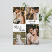 Elegante Calligraphy Wedding Foto Collage Danke (Stehend Vorderseite)