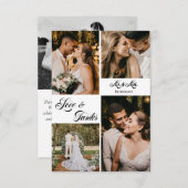 Elegante Calligraphy Wedding Foto Collage Danke (Vorne/Hinten)
