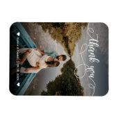 Elegante Calligraphy Wedding Foto Danke Magnet (Horizontal)