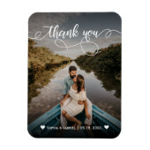 Elegante Calligraphy Wedding Foto Danke Magnet (Vertikal)
