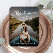 Elegante Calligraphy Wedding Foto Danke Magnet