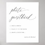 Elegante Calligraphy Wedding Foto Gästebuch-Zeiche Poster (Vorne)