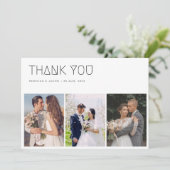 Elegante Calligraphy Wedding Fotos Danke-Card Dankeskarte (Stehend Vorderseite)