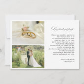 Elegante Calligraphy Wedding Fotos Danke-Card Dankeskarte (Rückseite)