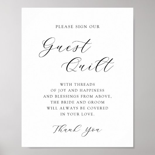 Elegante Calligraphy Wedding Guest Quilt Sign Poster (Vorne)