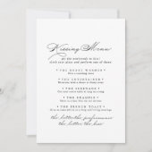 Elegante Calligraphy Wedding Kissing Menu Game Car (Vorderseite)