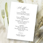 Elegante Calligraphy Wedding Menu Card Einladung<br><div class="desc">Erleben Sie die zeitlose Eleganz Ihres besonderen Tages mit unserer schlichten,  schicken Kalligraphie Schwarz-Weiß Hochzeitssuite.</div>