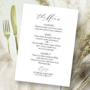 Elegante Calligraphy Wedding Menu Card Einladung