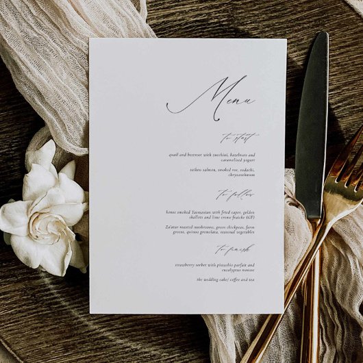 Elegante Calligraphy Wedding Menu Card Menükarte