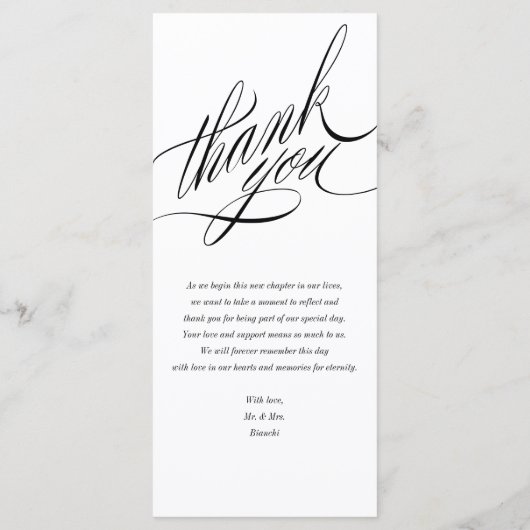 Elegante Calligraphy Wedding Menu Card Programm (Rückseite)