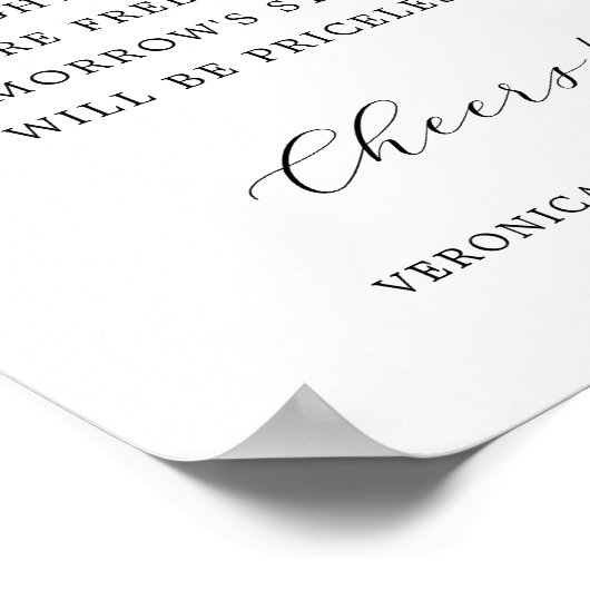 Elegante Calligraphy Wedding Open Bar Sign Poster (Ecke)