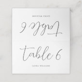 Elegante Calligraphy Wedding Platzkarte (Außenseite Aufgefaltet)