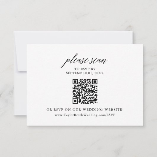 Elegante Calligraphy Wedding QR Code RSVP Card (Rückseite)
