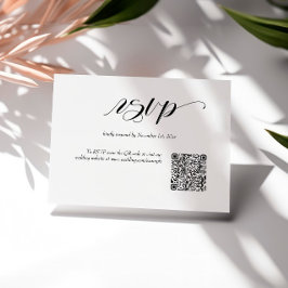 Elegante Calligraphy Wedding QR Code RSVP Card Karte