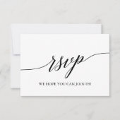 Elegante Calligraphy Wedding QR Code RSVP Card Karte (Vorderseite)