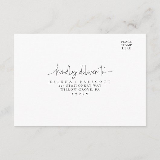 Elegante Calligraphy Wedding Response Card UAWG Begleitkarte (Rückseite)