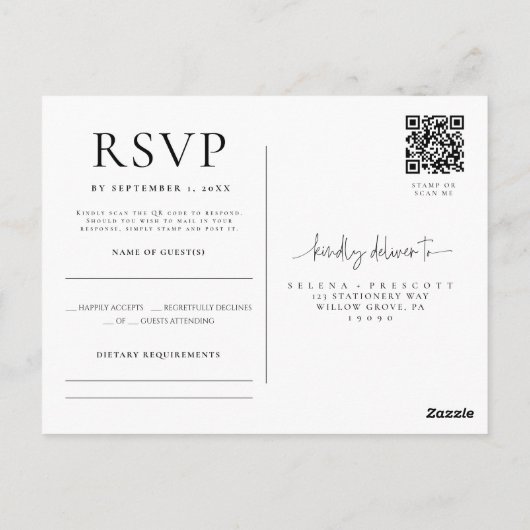 Elegante Calligraphy Wedding Response Card UAWG Postkarte (Rückseite)