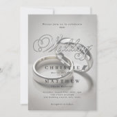 Elegante Calligraphy Wedding Rings Einladung (Vorderseite)