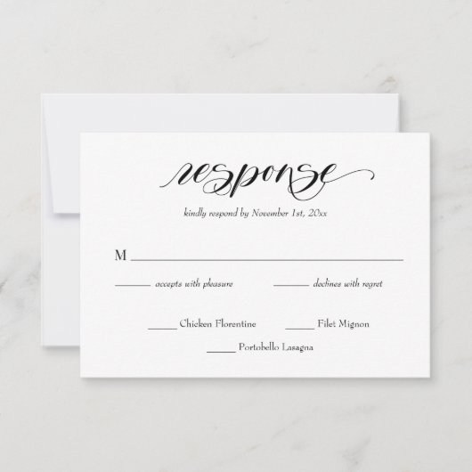 Elegante Calligraphy Wedding RSVP Card (Vorderseite)