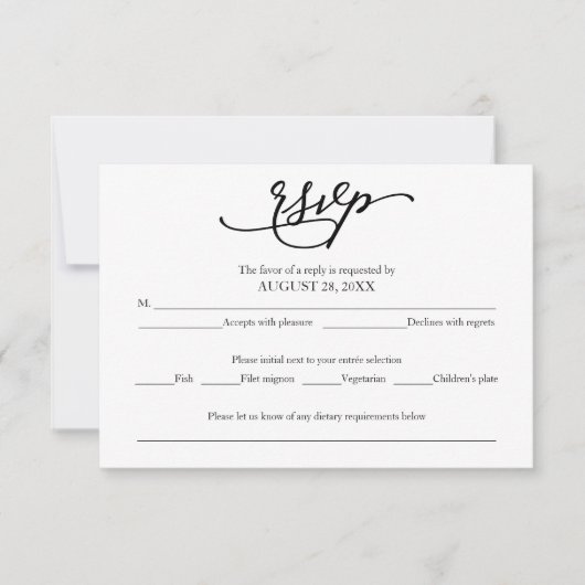 Elegante Calligraphy Wedding RSVP Card Karte (Vorderseite)