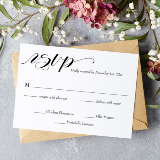 Elegante Calligraphy Wedding RSVP Card Karte