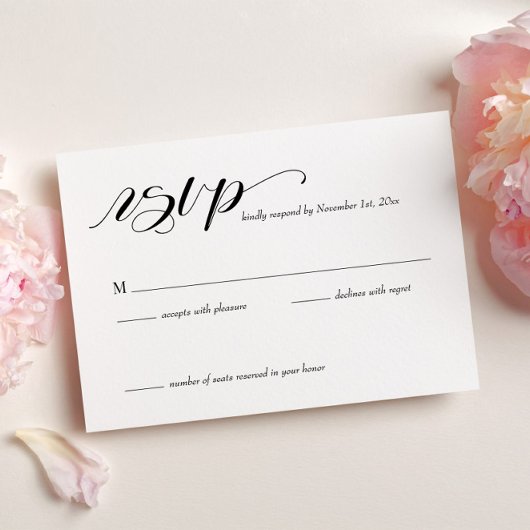 Elegante Calligraphy Wedding RSVP Card Karte