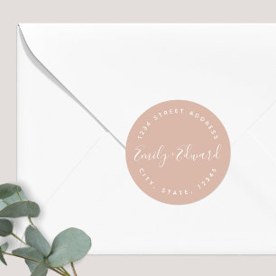 Elegante Calligraphy Wedding Rücksendeadresse Runder Aufkleber