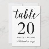 Elegante Calligraphy Wedding Tischnummer (Vorderseite)